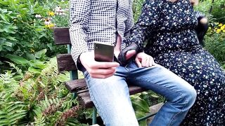 A breasty mother I'd like to fuck put on gloves and made me cum in the park