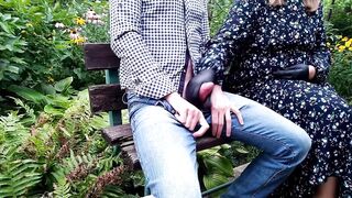 A breasty mother I'd like to fuck put on gloves and made me cum in the park