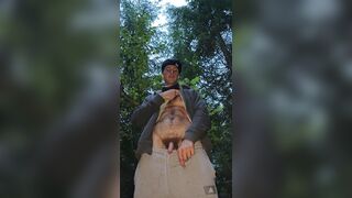Russian dude pees in the forest!