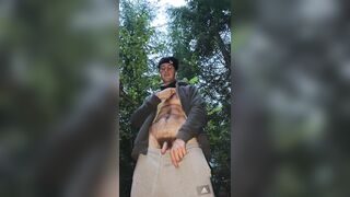 Russian dude pees in the forest!
