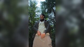 Russian dude pees in the forest!