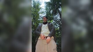 Russian dude pees in the forest!