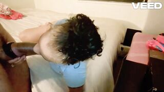 Powder Blue Cosplay Costume Light Blue Suit Amateur Oral job Golden Skin Caramel Tone Black Sucking Massive Wang Homemade