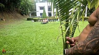 Voyeuristic gardener roughly bangs his concupiscent boss outdoors - Brandon Cruz & Alejandra Palacios