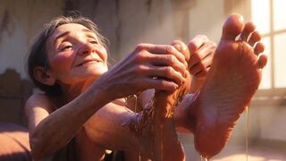 Granny Foot Oil Session - Feeling Intensive Joy & Lust Tongue