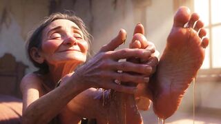 Granny Foot Oil Session - Feeling Intensive Joy & Lust Tongue