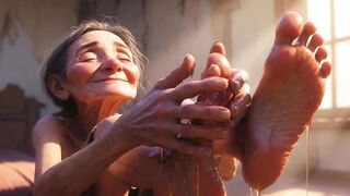 Granny Foot Oil Session - Feeling Intensive Joy & Lust Tongue