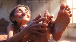 Granny Foot Oil Session - Feeling Intensive Joy & Lust Tongue