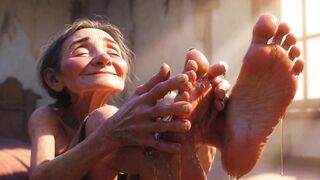 Granny Foot Oil Session - Feeling Intensive Joy & Lust Tongue