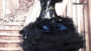 412 Lena Love Ebony and Blue Venice Mask Dress