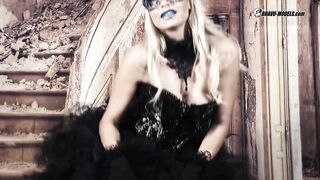 412 Lena Love Ebony and Blue Venice Mask Dress