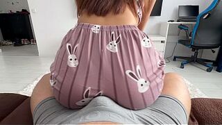 My stepsister crammed herself against my knob in cute pajamas. humping me and that babe got what that babe wanted