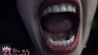 Red glitter on my large lips JOI