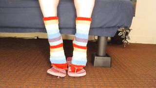 Fuzzy Socks in Pink Flip Flops