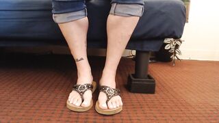 White Toenails Flutter Flip Flops