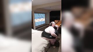 Hawt SSBBW Butt and Abdomen Walking in Leather Dress Part two