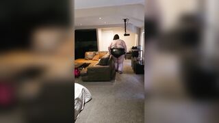 Hawt SSBBW Butt and Abdomen Walking in Leather Dress Part two