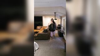 Hawt SSBBW Butt and Abdomen Walking in Leather Dress Part two