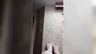 Foot Lovers I Am Playing on the Wall Barefoot