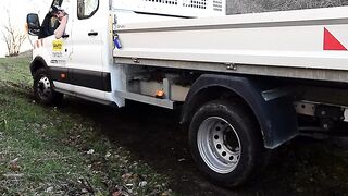 barefeet truck driving spinning tires offroad. burnout smokin' tires pedal pumping revving
