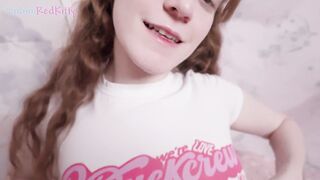 Rubbing against her pants and sex with a shy redhead stepdaughter ended with a jizz flow on her pants