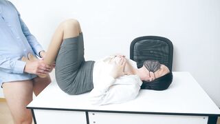 Boss Bangs Secretary on Office Desk - Anal, Deepthroat, Titjob and Anal drilling