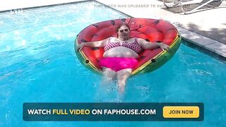 Short Clip of big beautiful woman Nurse Vicki Floating on Her Biggest Watermelon