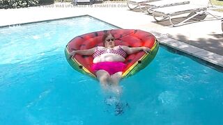 Short Clip of big beautiful woman Nurse Vicki Floating on Her Biggest Watermelon