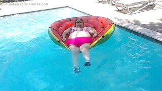 Short Clip of big beautiful woman Nurse Vicki Floating on Her Biggest Watermelon