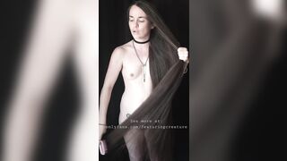 Creature sings "go my love" during the time that brushing her lengthy hair