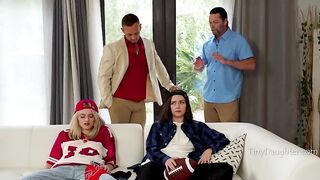 Stepdads Catch Gals Experimenting and Begin Group Therapy Sex