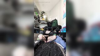 Breathplay shackled with noose and bag