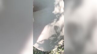 Making that twat squirt in the woods