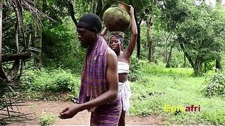 On her way back from the Village stream - Her snatch need to be soaked as well