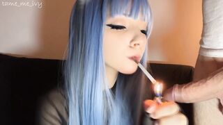 Smokin' and Sucking Cock at the same time by alternative girlfriend (full vid on my 0nlyfans/ManyVids)