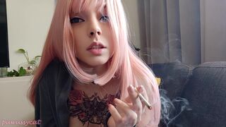 Cute Egirl Smokin' and Showing her bazookas (full vid on my ManyVids/0nlyfans)