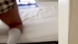 Latin babe student masturbates her massive booty until this babe cums