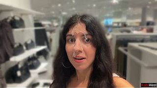 Risky Fitting Room Sex and Public Cumwalk in a Clothes Store Full of People