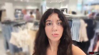 Risky Fitting Room Sex and Public Cumwalk in a Clothes Store Full of People