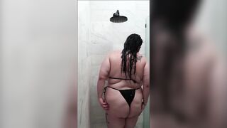 Beach Shower with big beautiful woman