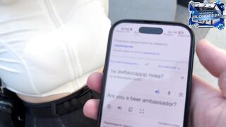 A mute stranger met a Russian beauty out of words! Lots of cum on her face.