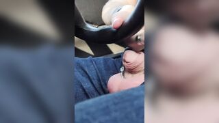 Driving With My Soft Caged Weenie Out In Public And Trickling Pre Cum! See My Rod Wiggle!