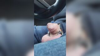 Driving With My Soft Caged Weenie Out In Public And Trickling Pre Cum! See My Rod Wiggle!