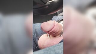 Driving With My Soft Caged Weenie Out In Public And Trickling Pre Cum! See My Rod Wiggle!