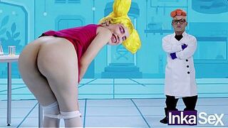 INKA SEX - Dexxxter fills his stepsister De De's anal opening with milk for being wicked.
