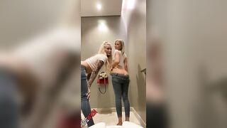 TWO SEXY BLONDE IN PUBLIC TEASES TITS AND PUSSY ON SNAPCHAT