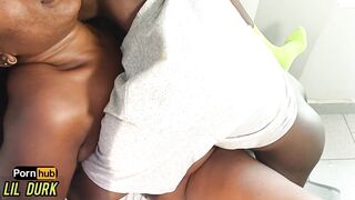 BI KNOB PULLED OUT TO CUM ON HER BALD SNATCH