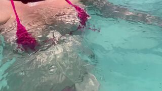 Artemisia Love showing her wet large titties in a micro bikini underwater Link. in bio
