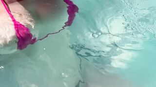 Artemisia Love showing her wet large titties in a micro bikini underwater Link. in bio
