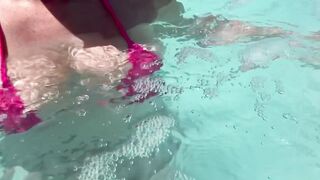 Artemisia Love showing her wet large titties in a micro bikini underwater Link. in bio